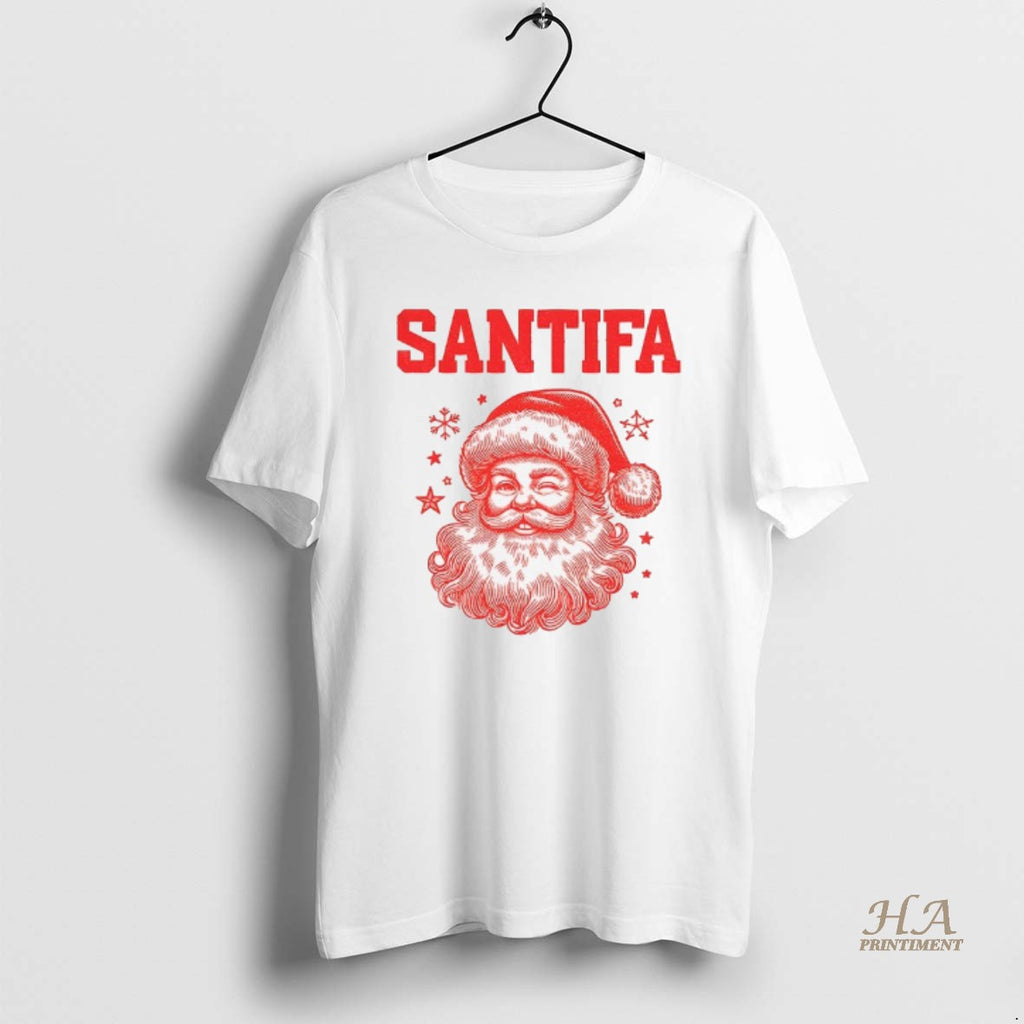 Official Santa Claus Big Face Santifa Anti Fascism Antifa Santa Christmas Shirt Hoodie Sweatshirt | PurePodTees.com