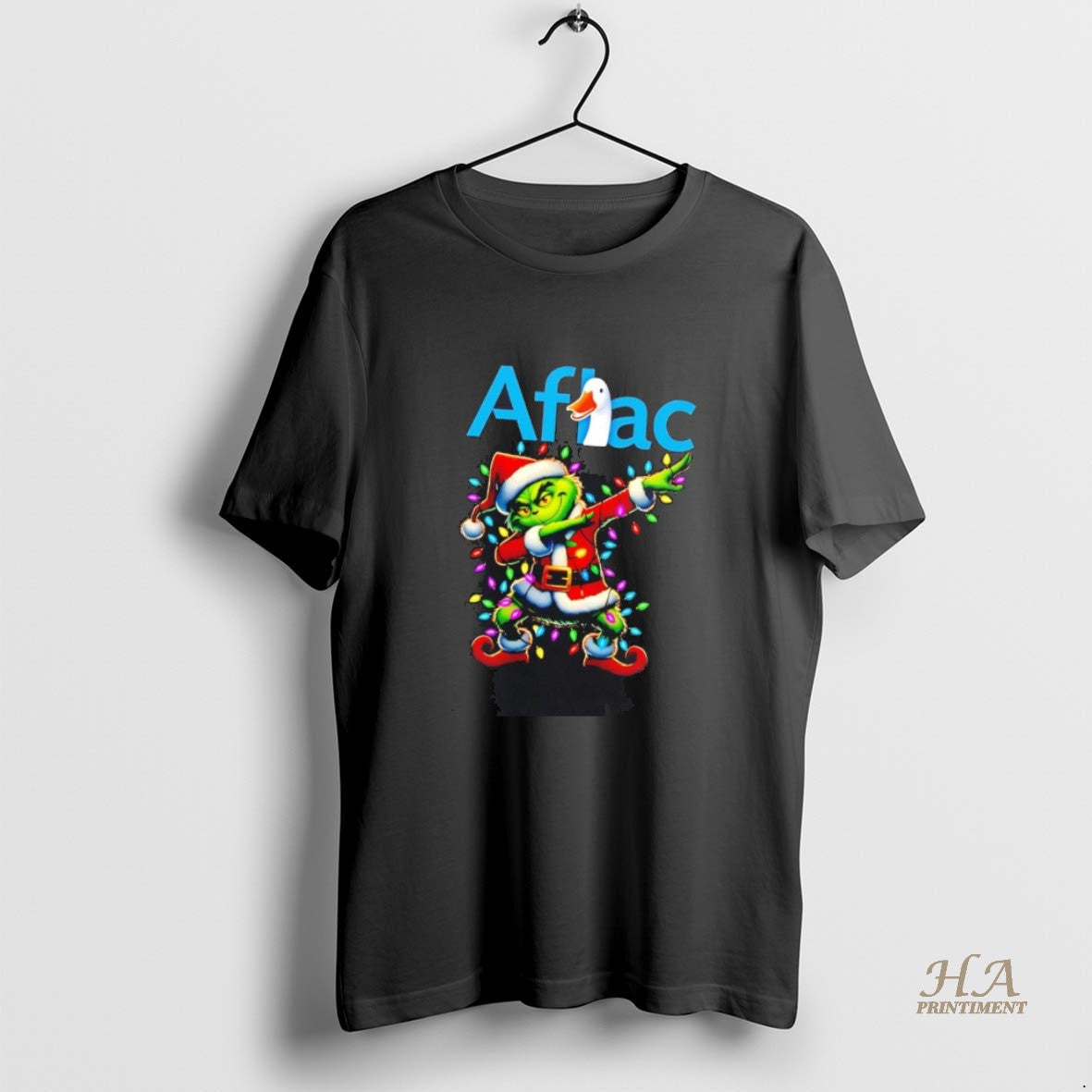 Official Santa Grinch Dabbing Aflac Christmas Light Shirt Hoodie Sweatshirt | PurePodTees.com