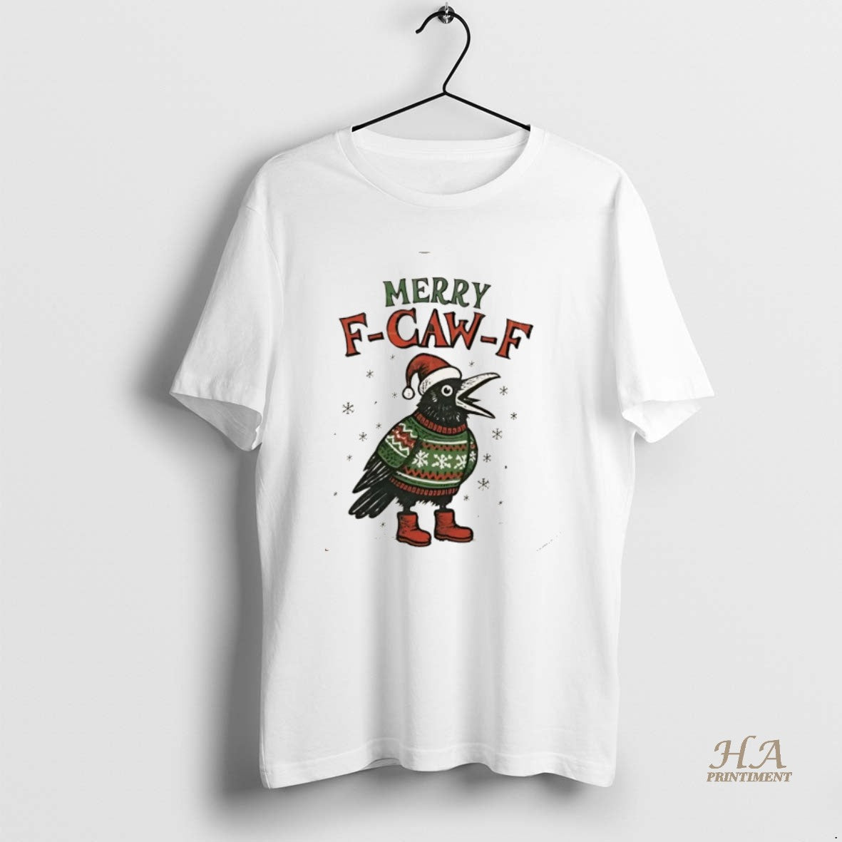 Official Santa Raven Merry F Caw F Christmas Christmas Shirt Hoodie Sweatshirt | PurePodTees.com