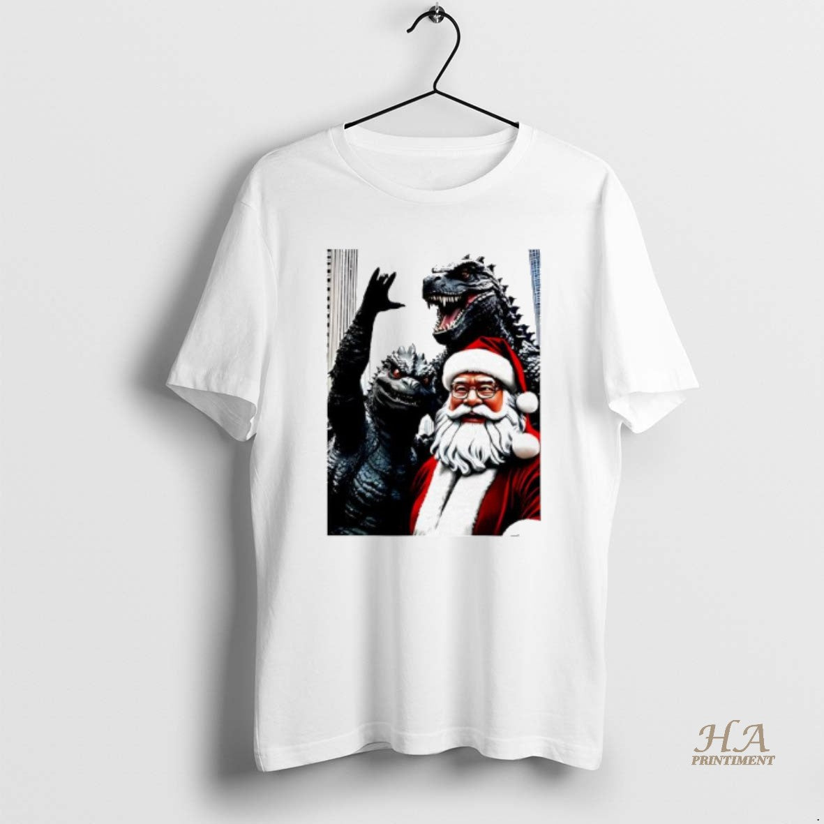 Official Santa And Godzilla Christmas Geeky Holiday Shirt Hoodie Sweatshirt | PurePodTees.com