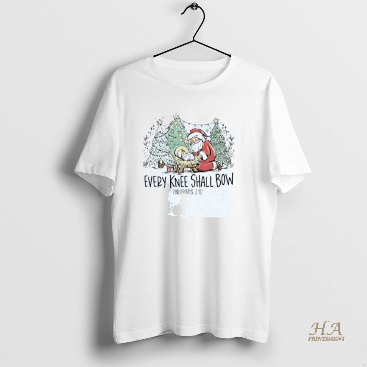 Official Santa Every Knee Shall Bow Philippians 2 10 Christmas Shirt Hoodie Sweatshirt | PurePodTees.com