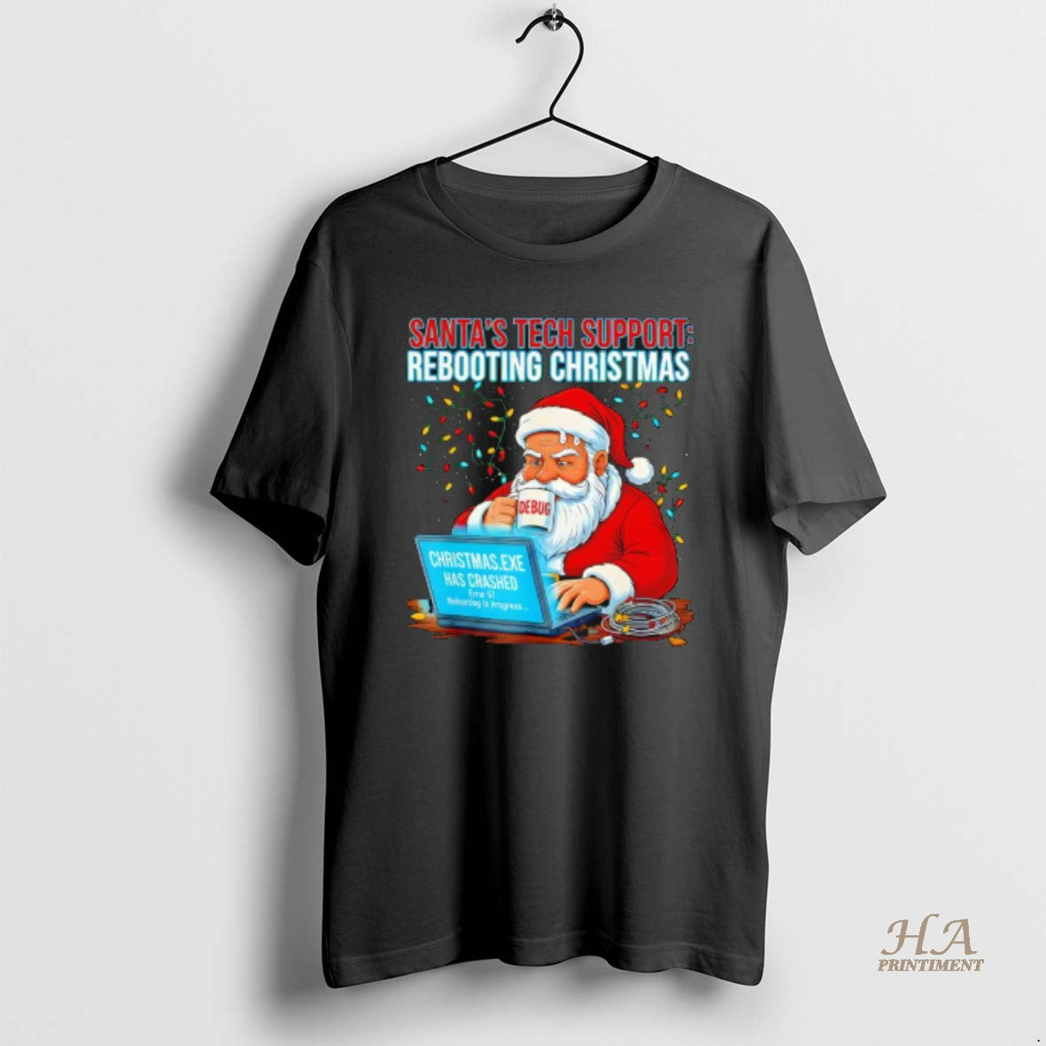 Official Santas Tech Support Rebooting Christmas Debug Shirt Hoodie Sweatshirt | PurePodTees.com