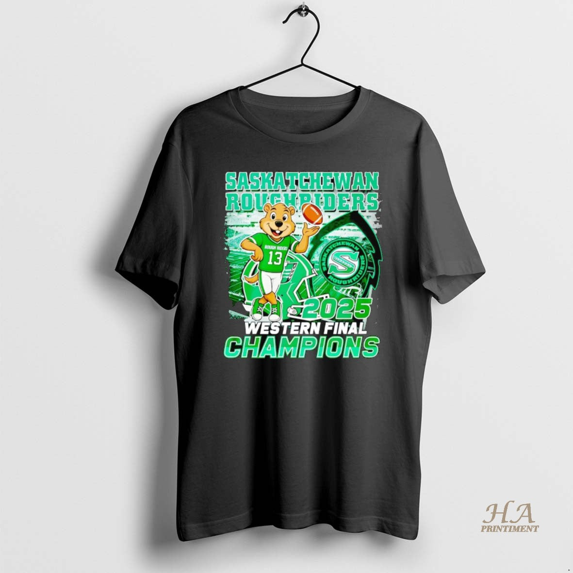 Official Saskatchewan Roughriders 2025 Western Final Champions Mascot Shirt Hoodie Sweatshirt | PurePodTees.com