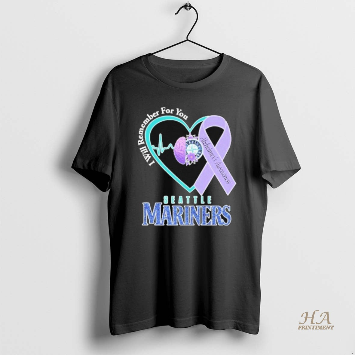 Official Seattle Mariners I Will Remember For You Alzheimers Awareness Heartbeat Brain Shirt Hoodie Sweatshirt