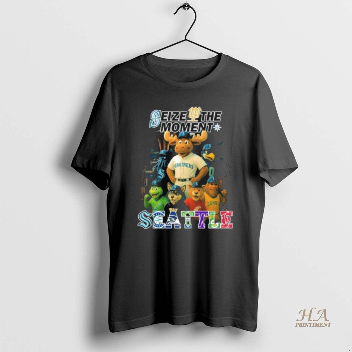 Official Seize The Moment Seattle Sports Teams Mascots Shirt Hoodie Sweatshirt | PurePodTees.com