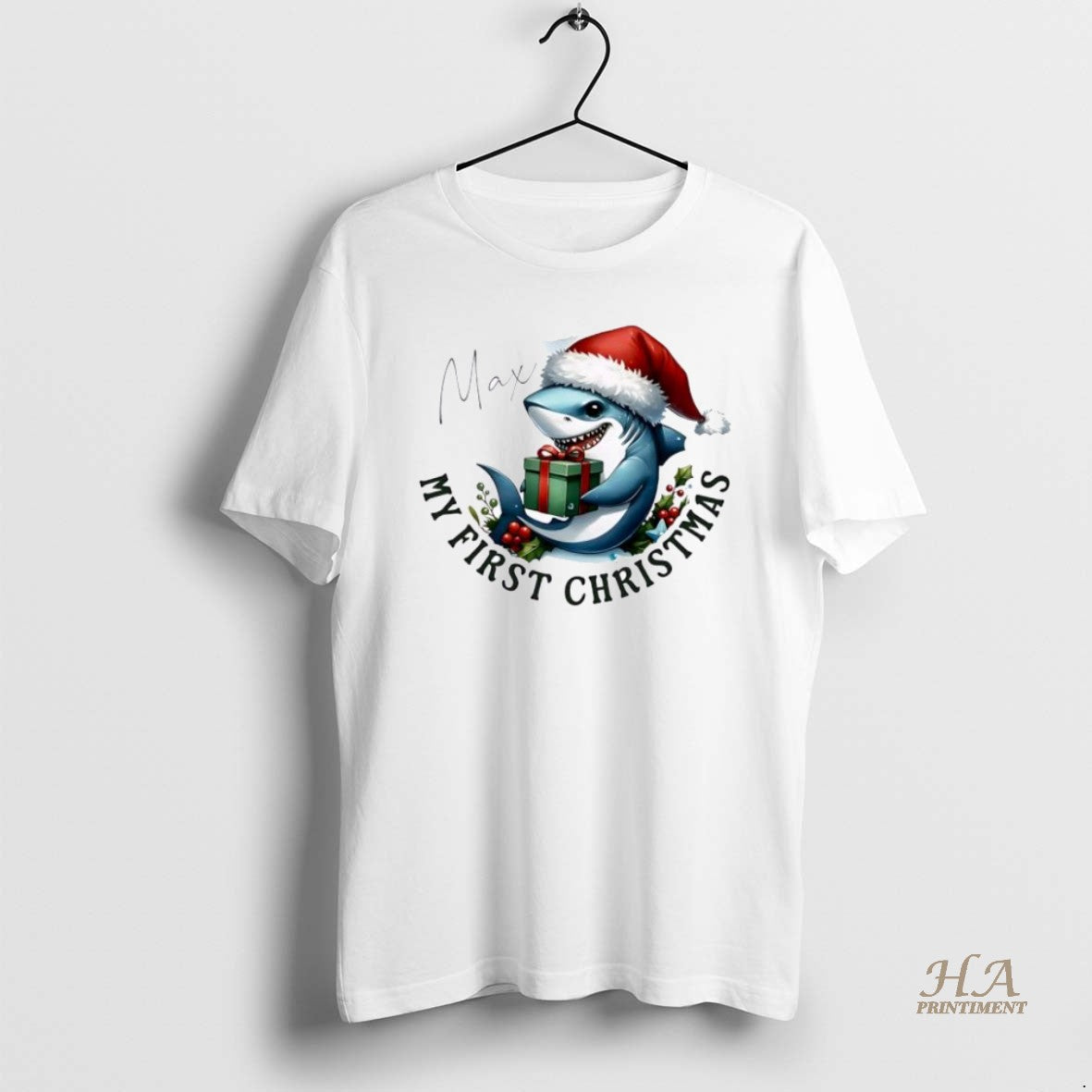 Official Shark Xmas Babys First Christmas Personalized Ornaments White Shirt Hoodie Sweatshirt | PurePodTees.com
