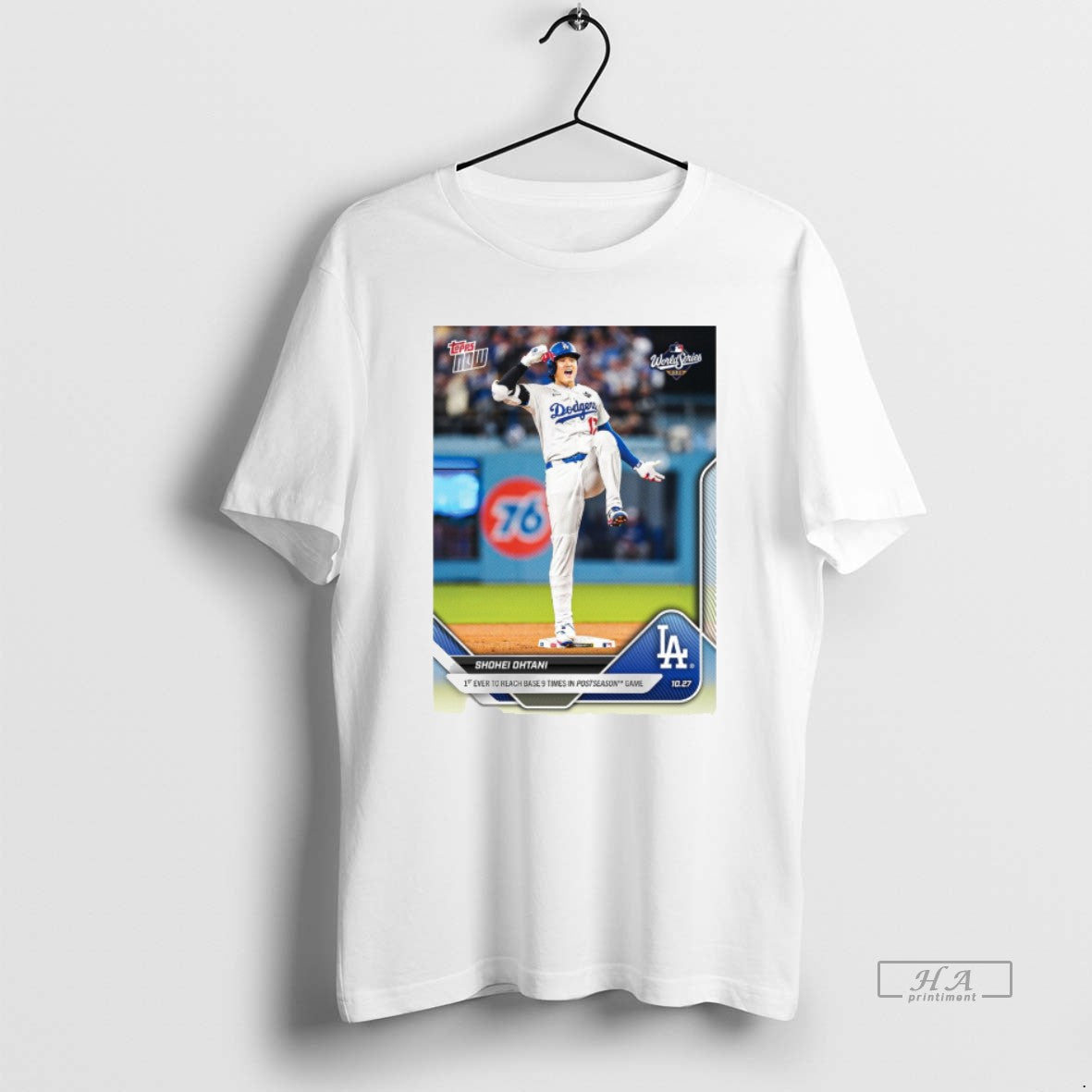 Official Shohei Ohtani 2025 Mlb Topps Los Angeles Dodgers 1st Ever To Reach Base Shirt Hoodie Sweatshirt | PurePodTees.com