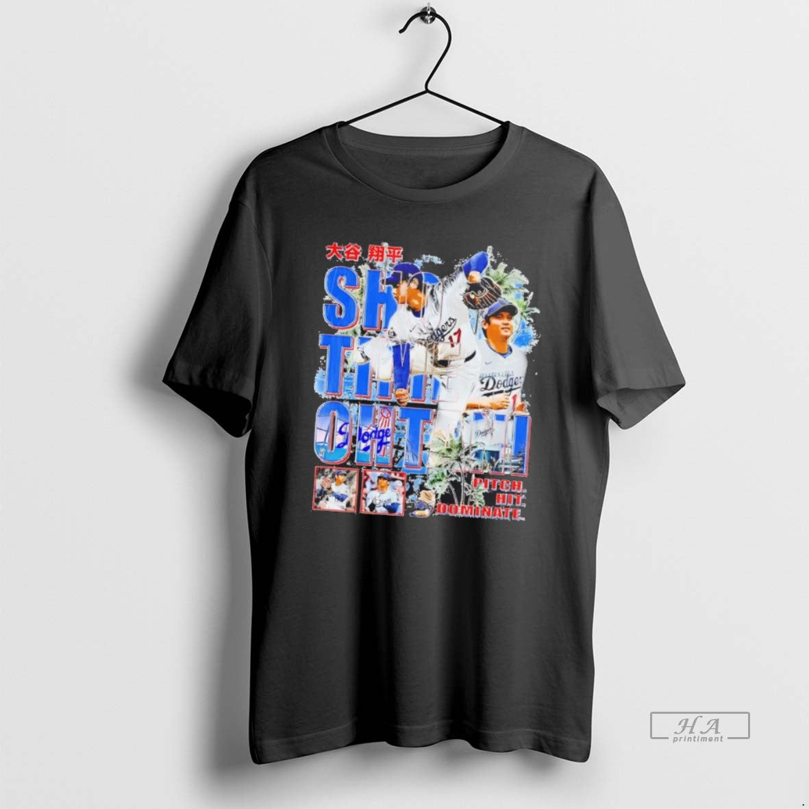 Official Shohei Ohtani Shotime Pitch Hit Dominate Shirt Hoodie Sweatshirt | PurePodTees.com