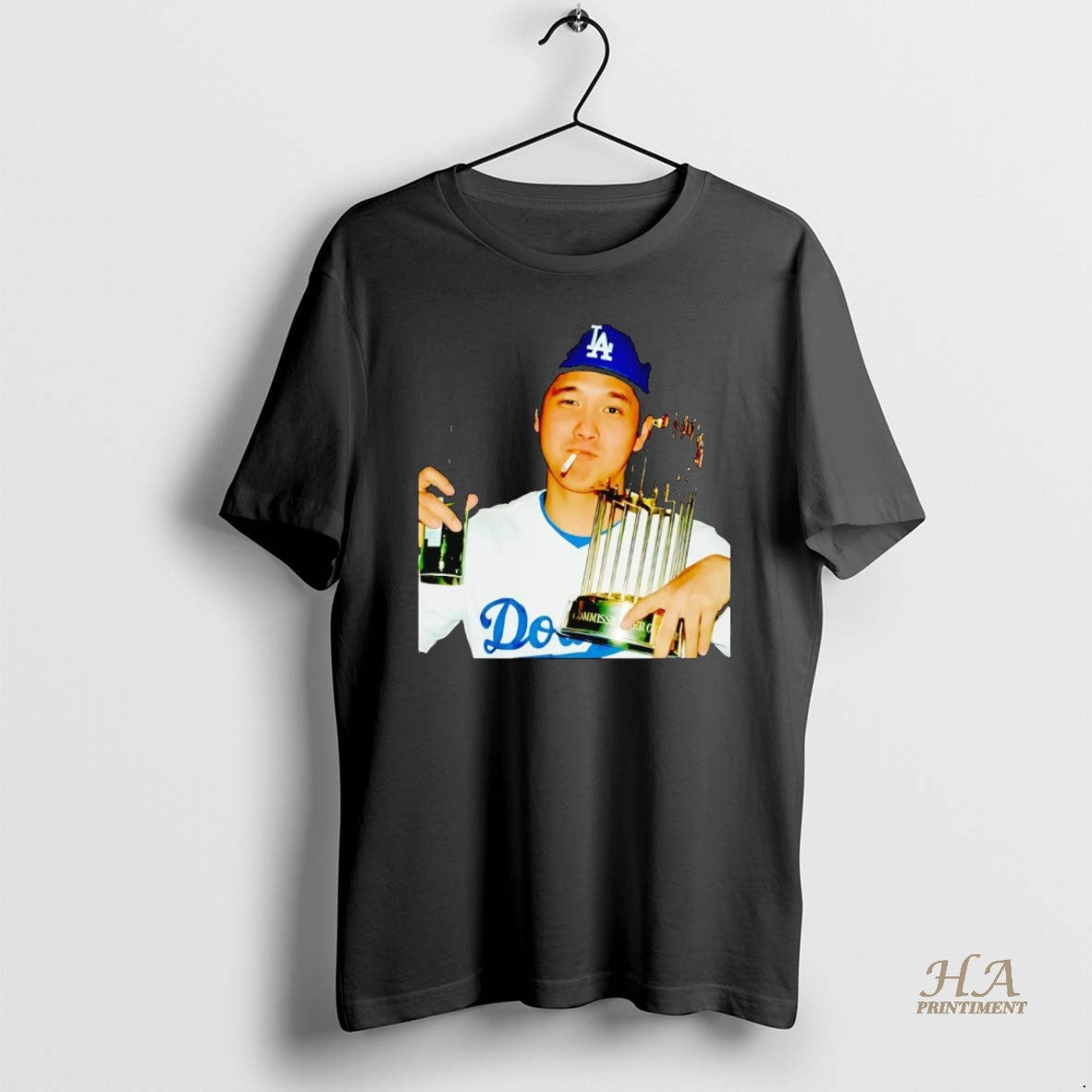 Official Shohei Ohtani Smoking Trophy 2025 Dodgers Champion Shirt Hoodie Sweatshirt | PurePodTees.com