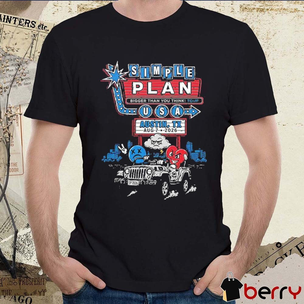 Simple Plan Austin Texas August 7 2026 Event Moody Amphitheater Waterloo Park Austin TX t-shirt