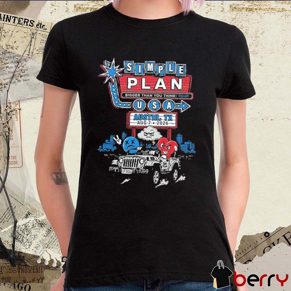 Simple Plan Austin Texas August 7 2026 Event Moody Amphitheater Waterloo Park Austin TX t-shirt