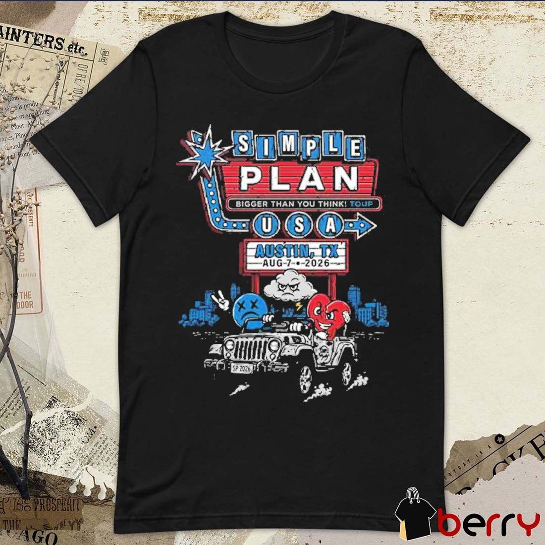 Simple Plan Austin Texas August 7 2026 Event Moody Amphitheater Waterloo Park Austin TX t-shirt