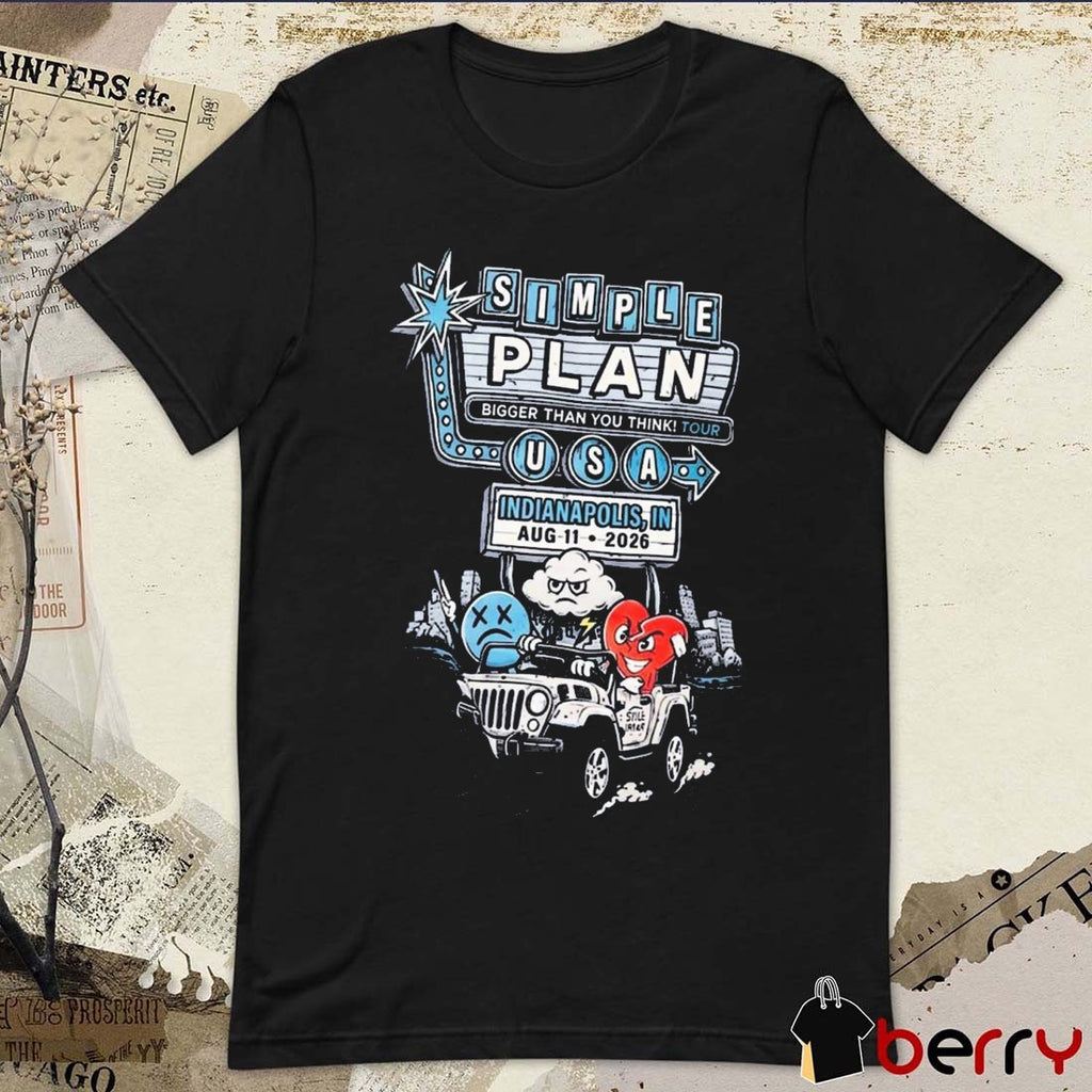 Simple Plan Indianapolis IN Bigger Than You Think Tour August 11 2026 River State Park t-shirt