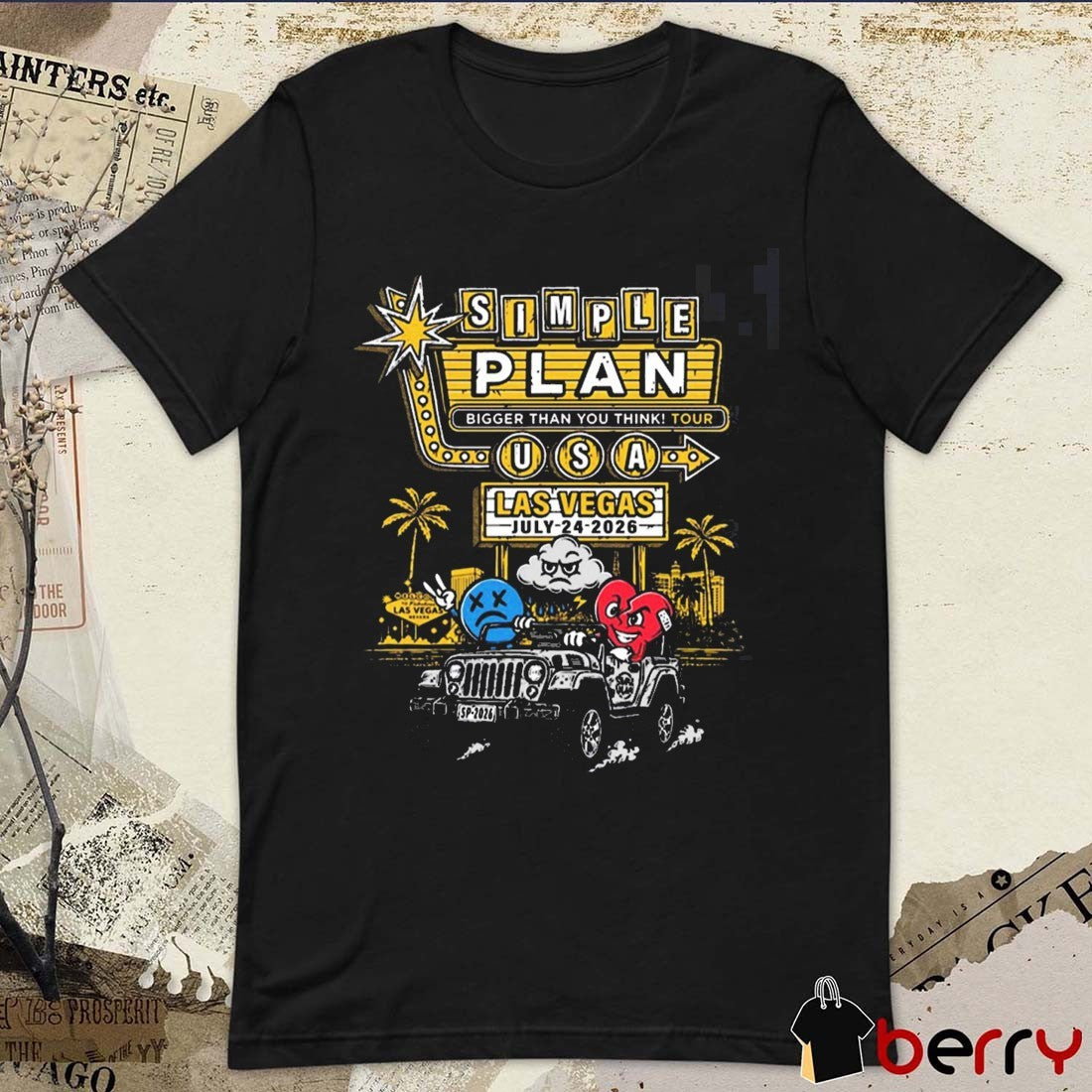 Simple Plan Las Vegas July 24 2026 City Pearl Concert Theater Palms Casino Resort t-shirt