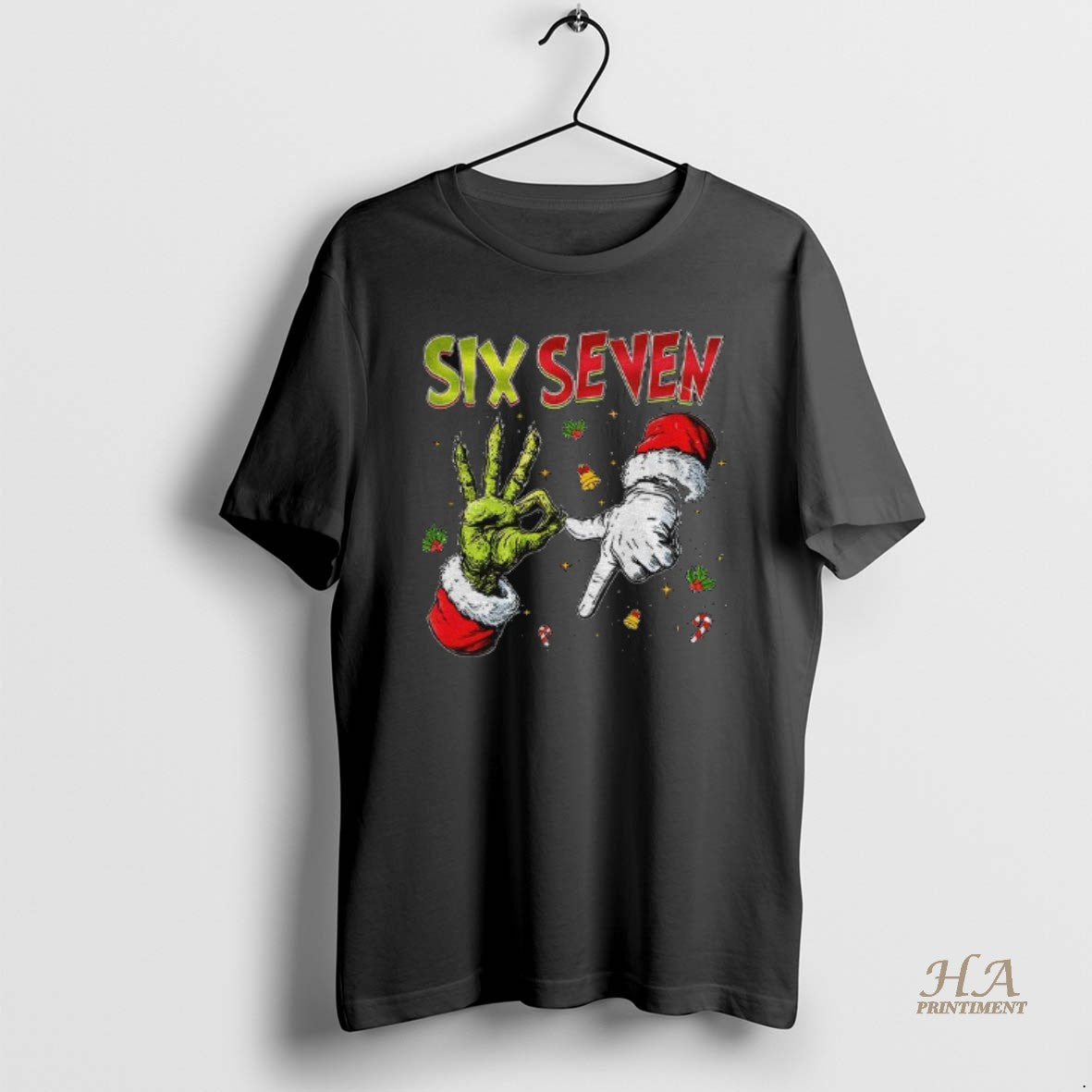 Official Six Seven 67 Meme Christmas Grinch Santa Hand Shirt Hoodie Sweatshirt | PurePodTees.com
