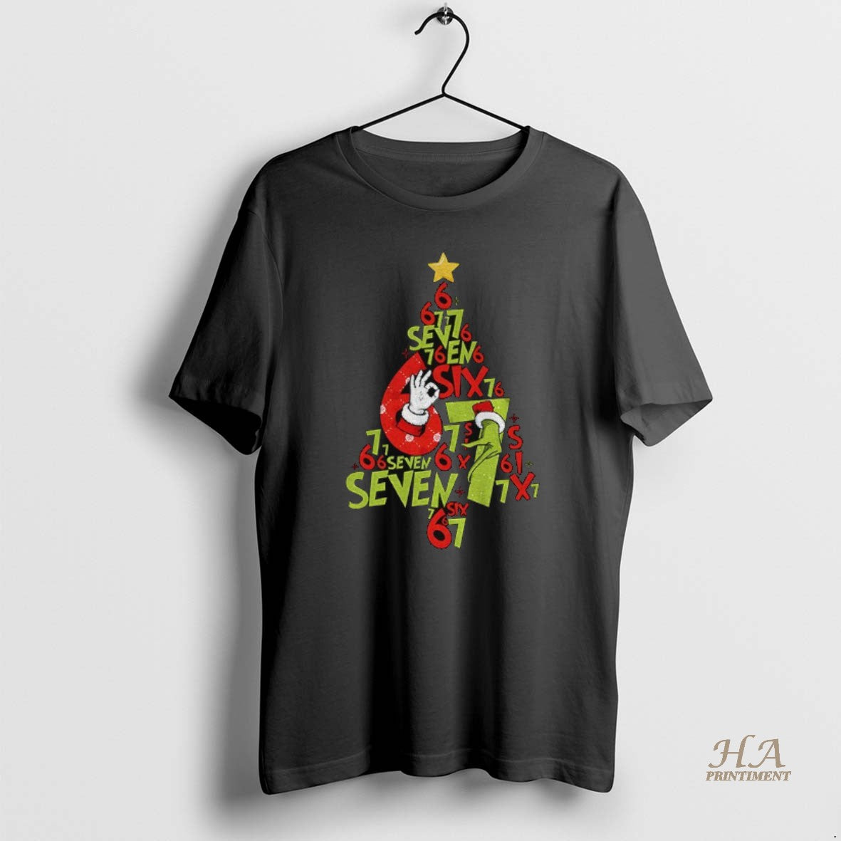 Official Six Seven 67 Meme Christmas Tree Santa Grinchmas Hand Internet Joke Shirt Hoodie Sweatshirt | PurePodTees.com