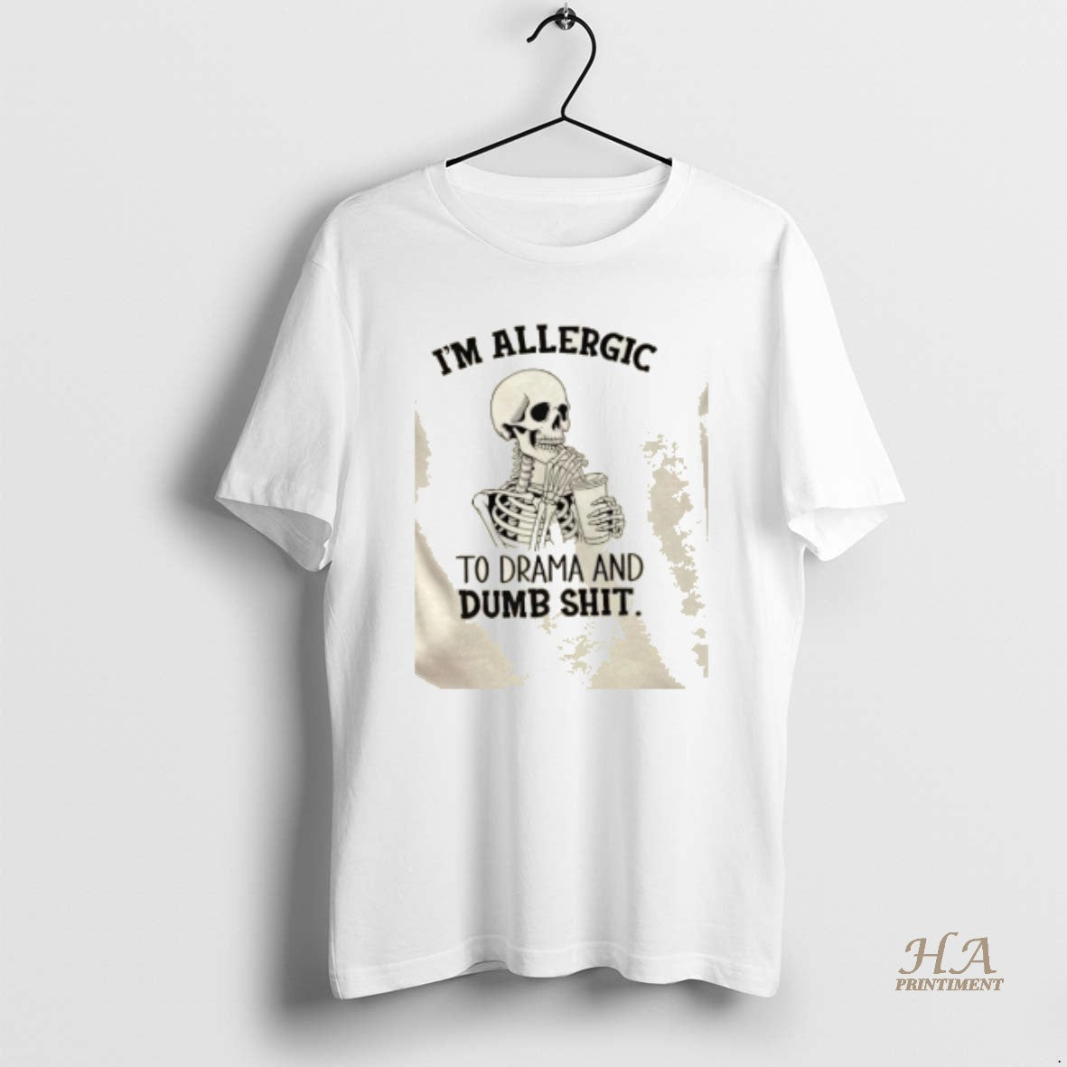 Official Skeleton Im Allergic To Drama And Dumb Shit Shirt Hoodie Sweatshirt | PurePodTees.com