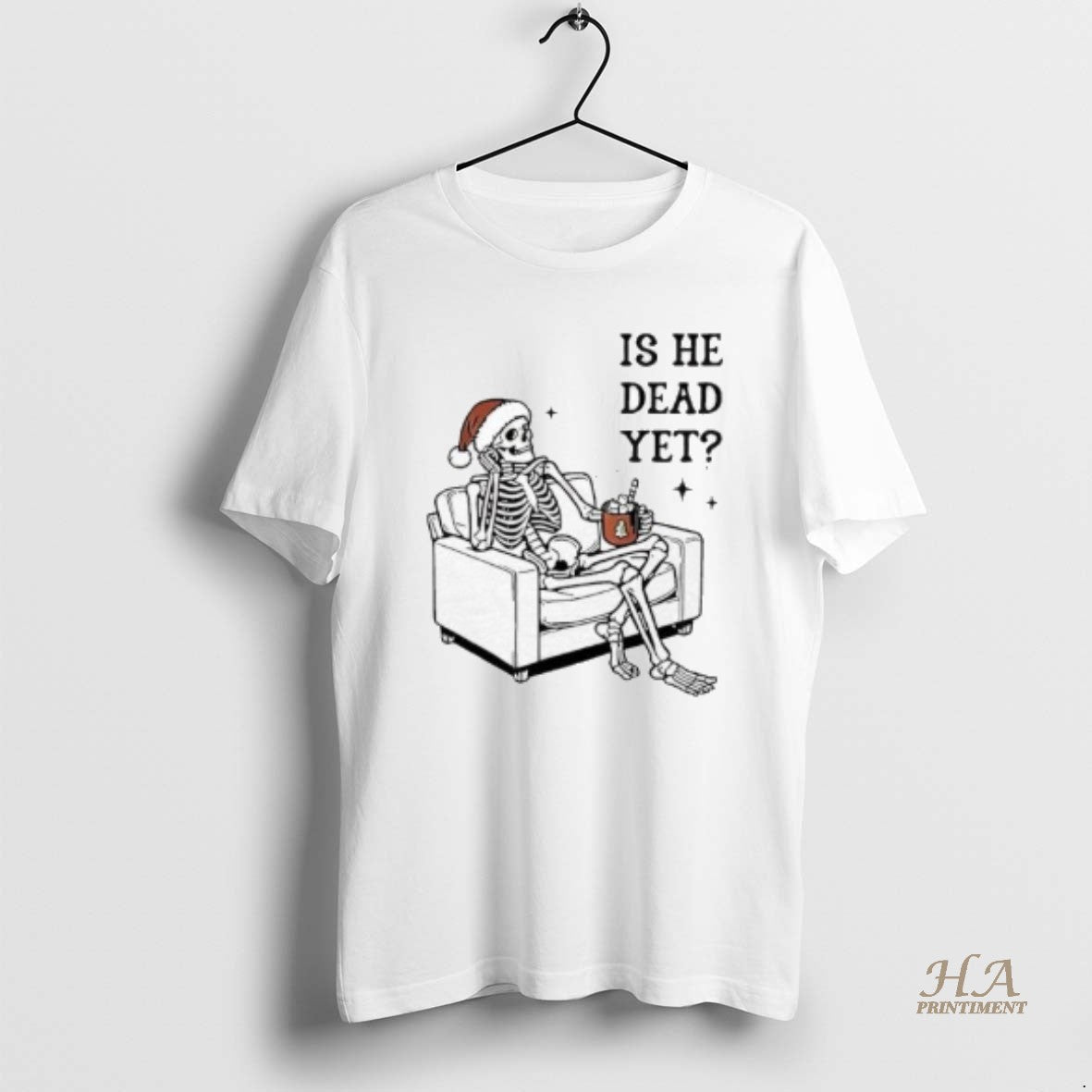 Official Skeleton Santa Christmas Is He Dead Yet Shirt Hoodie Sweatshirt | PurePodTees.com