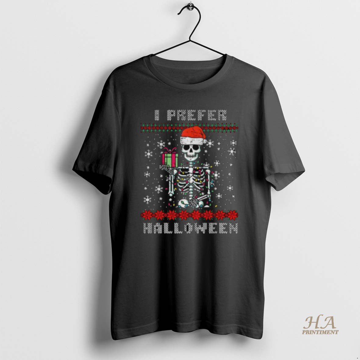 Official Skeleton Santa Hat I Prefer Merry Halloween Shirt Hoodie Sweatshirt | PurePodTees.com