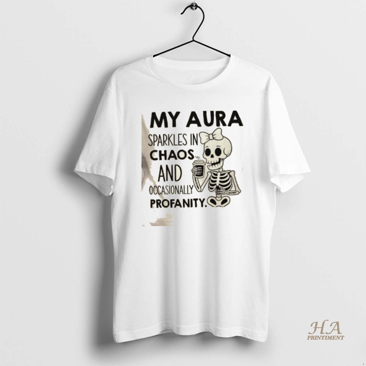 Official Skeleton My Aura Sparkles In Chaos And Occasionally Profanity Shirt Hoodie Sweatshirt | PurePodTees.com