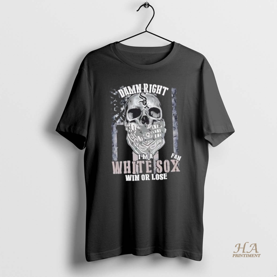 Official Skull Damn Right Im A Chicago White Sox Fan Win Or Lose Us Flag Shirt Hoodie Sweatshirt | PurePodTees.com