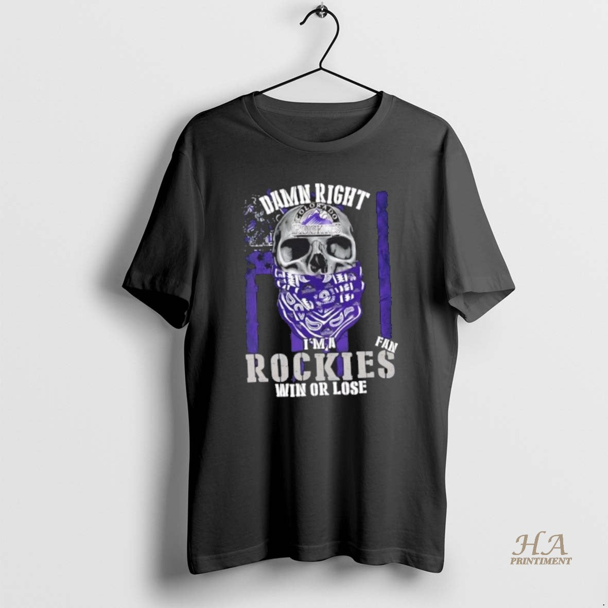 Official Skull Damn Right Im A Colorado Rockies Fan Win Or Lose Us Flag Shirt Hoodie Sweatshirt | PurePodTees.com