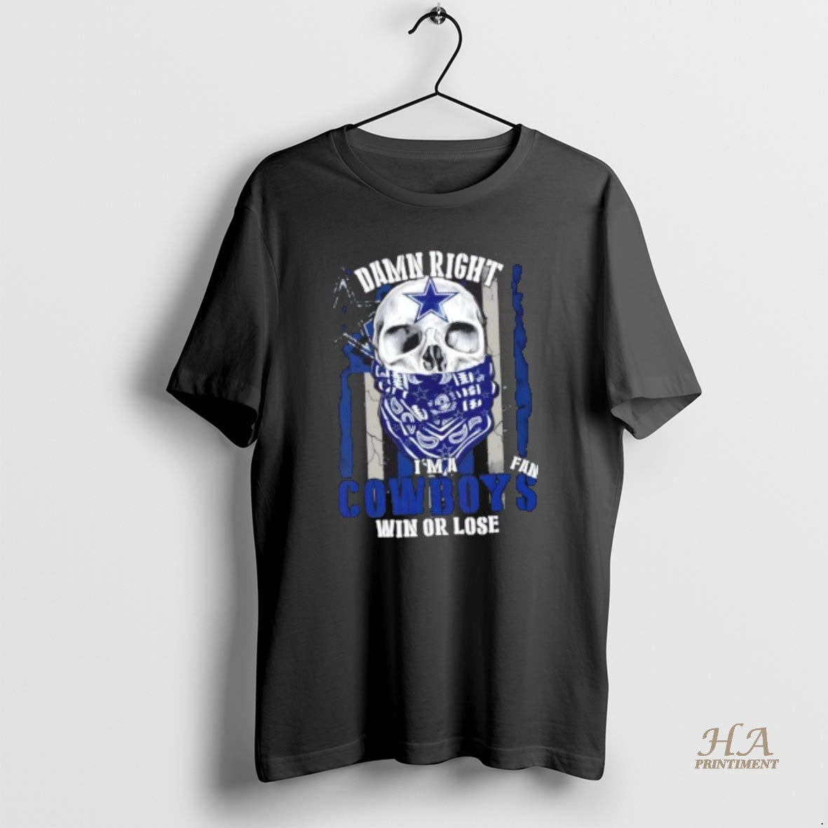 Official Skull Damn Right Im A Dallas Cowboys Fan Win Or Lose Us Flag Shirt Hoodie Sweatshirt | PurePodTees.com
