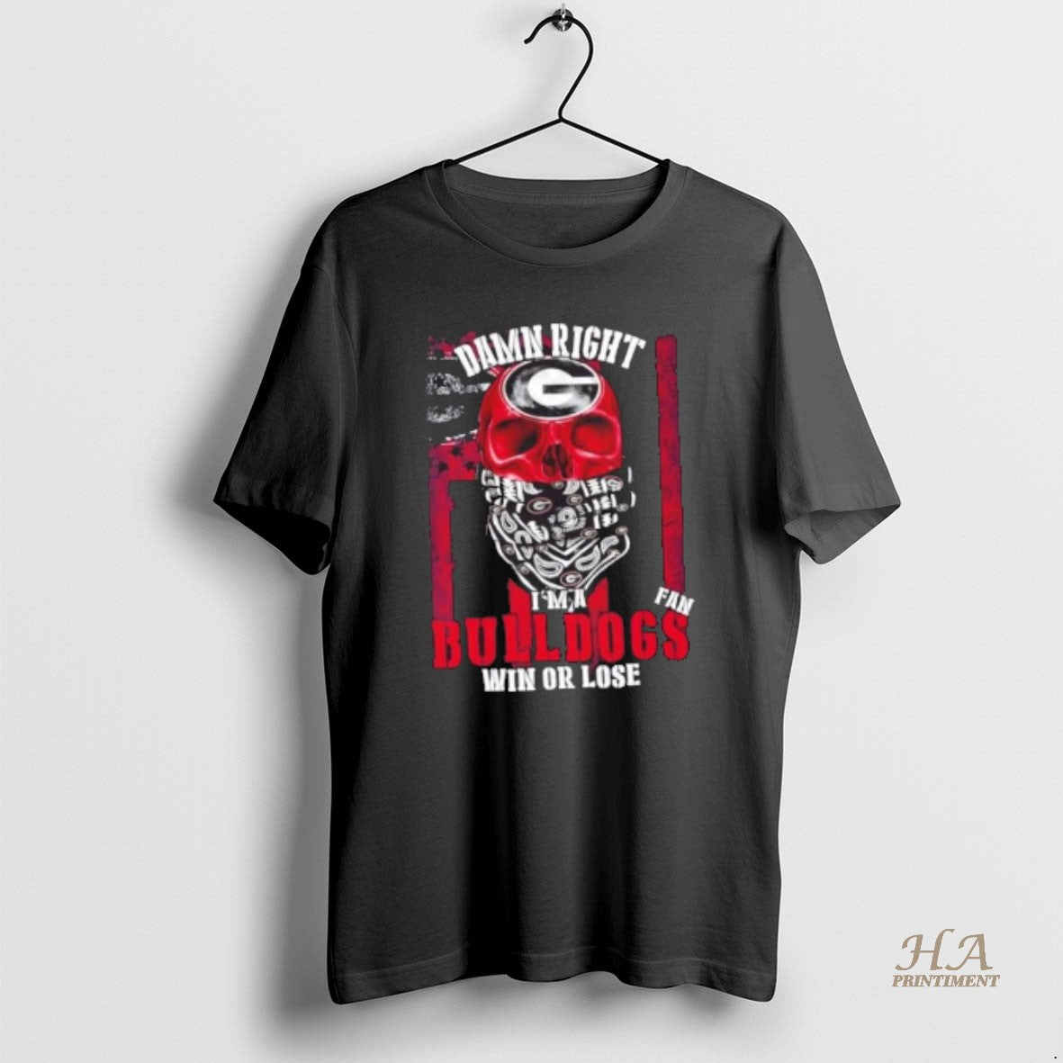 Official Skull Damn Right Im A Georgia Bulldogs Fan Win Or Lose Us Flag Shirt Hoodie Sweatshirt | PurePodTees.com