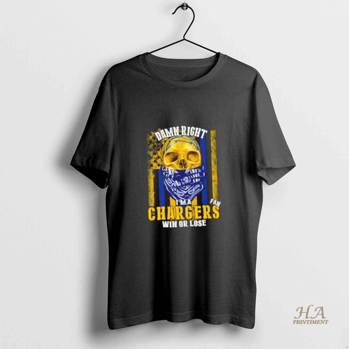 Official Skull Damn Right Im A Los Angeles Chargers Fan Win Or Lose Us Flag Shirt Hoodie Sweatshirt | PurePodTees.com