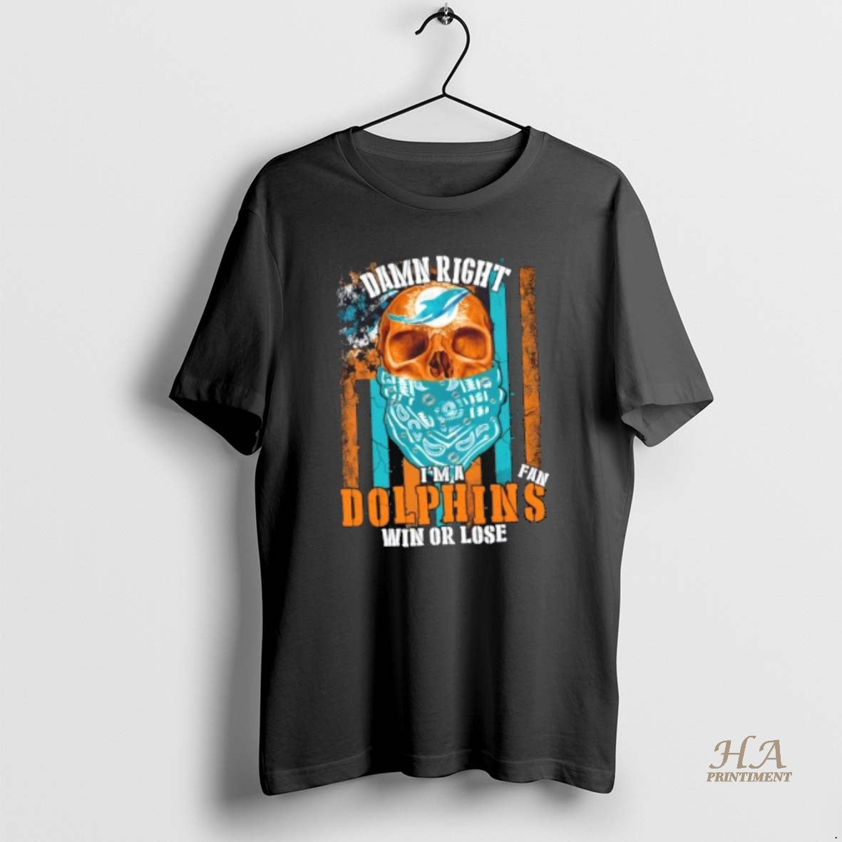 Official Skull Damn Right Im A Miami Dolphins Fan Win Or Lose Us Flag Shirt Hoodie Sweatshirt | PurePodTees.com