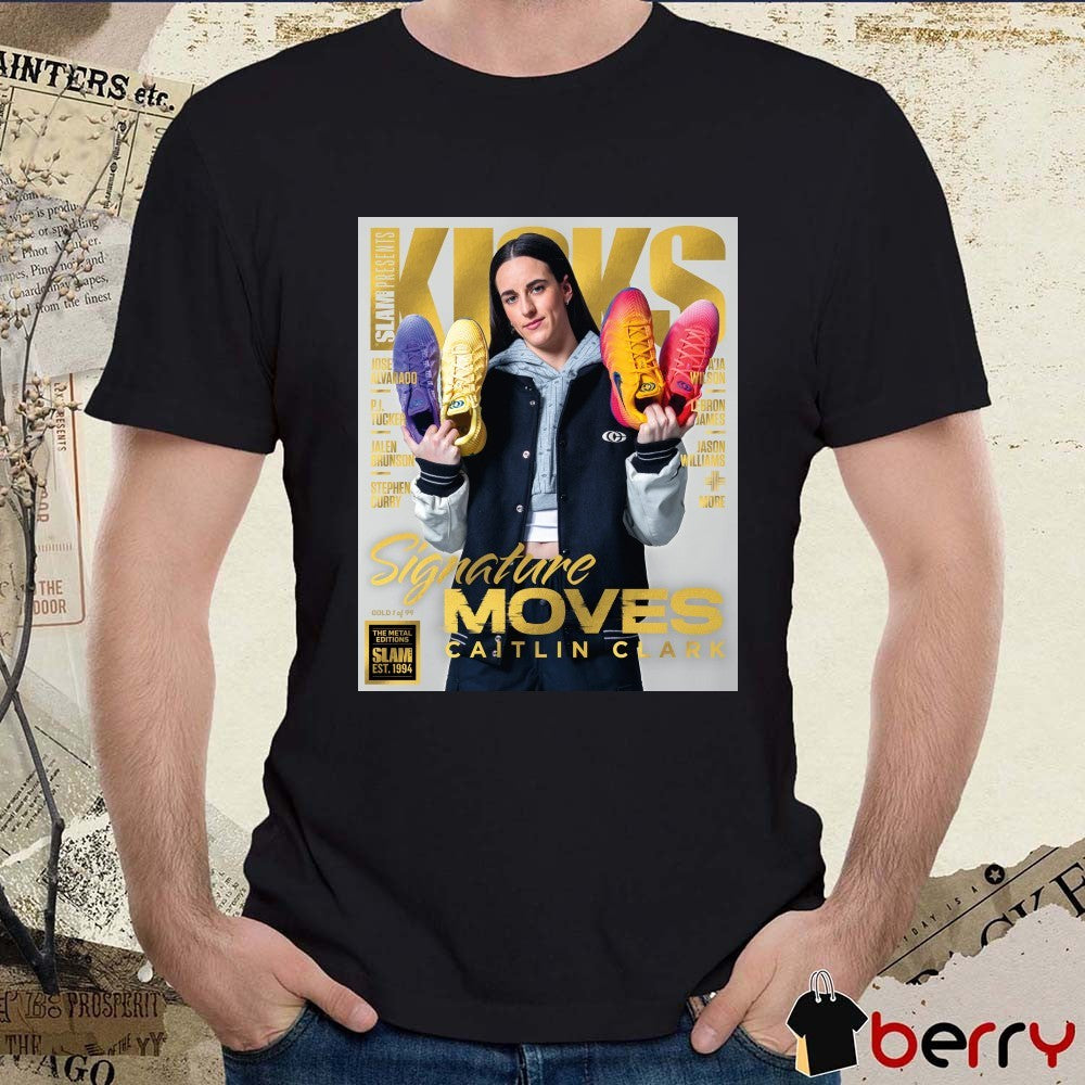 Slam GOLD METAL KICKS 29 Caitlin Clark Signature Moves Indiana Fever WNBA Magazine t-shirt