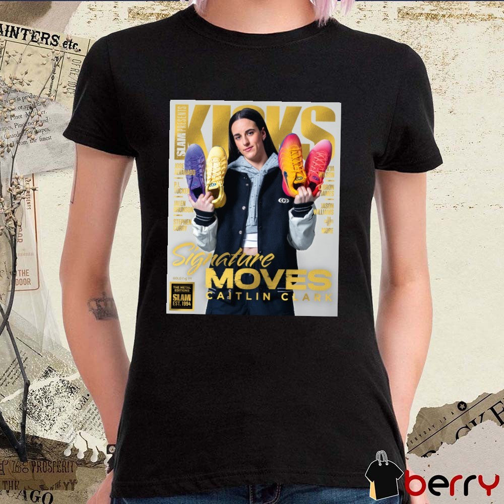 Slam GOLD METAL KICKS 29 Caitlin Clark Signature Moves Indiana Fever WNBA Magazine t-shirt