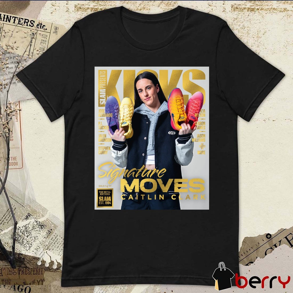 Slam GOLD METAL KICKS 29 Caitlin Clark Signature Moves Indiana Fever WNBA Magazine t-shirt