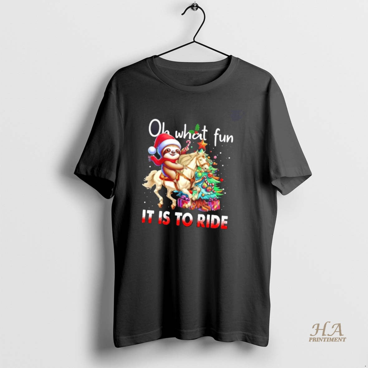 Official Sloth Riding Horse Oh What Fun It Is To Ride Christmas Shirt Hoodie Sweatshirt | PurePodTees.com
