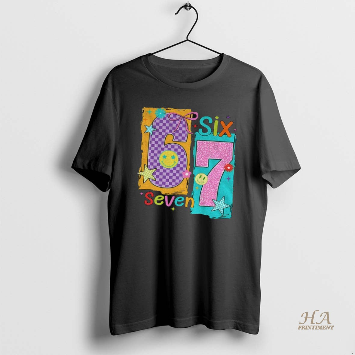 Official Smiley Face Six Seven Bright Groovy 67 Meme Shirt Hoodie Sweatshirt | PurePodTees.com