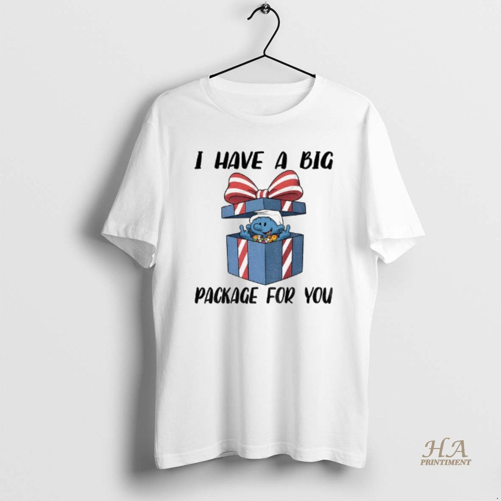 Official Smurfs Middle Finger I Have A Big Package For You Merry Christmas Shirt Hoodie Sweatshirt | PurePodTees.com
