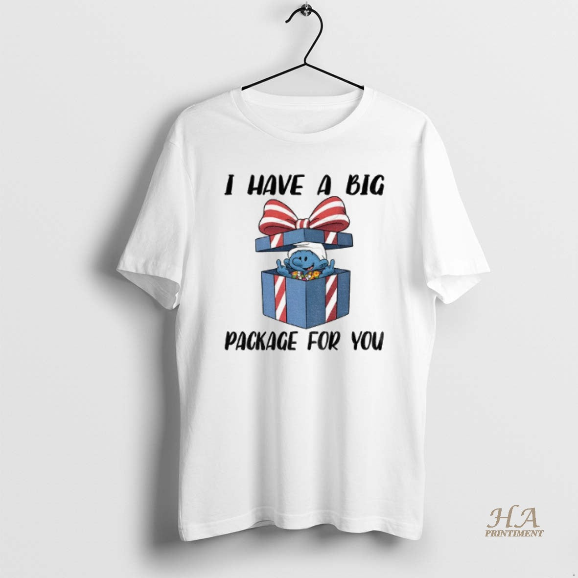 Official Smurfs Middle Finger I Have A Big Package For You Merry Christmas Shirt Hoodie Sweatshirt | PurePodTees.com