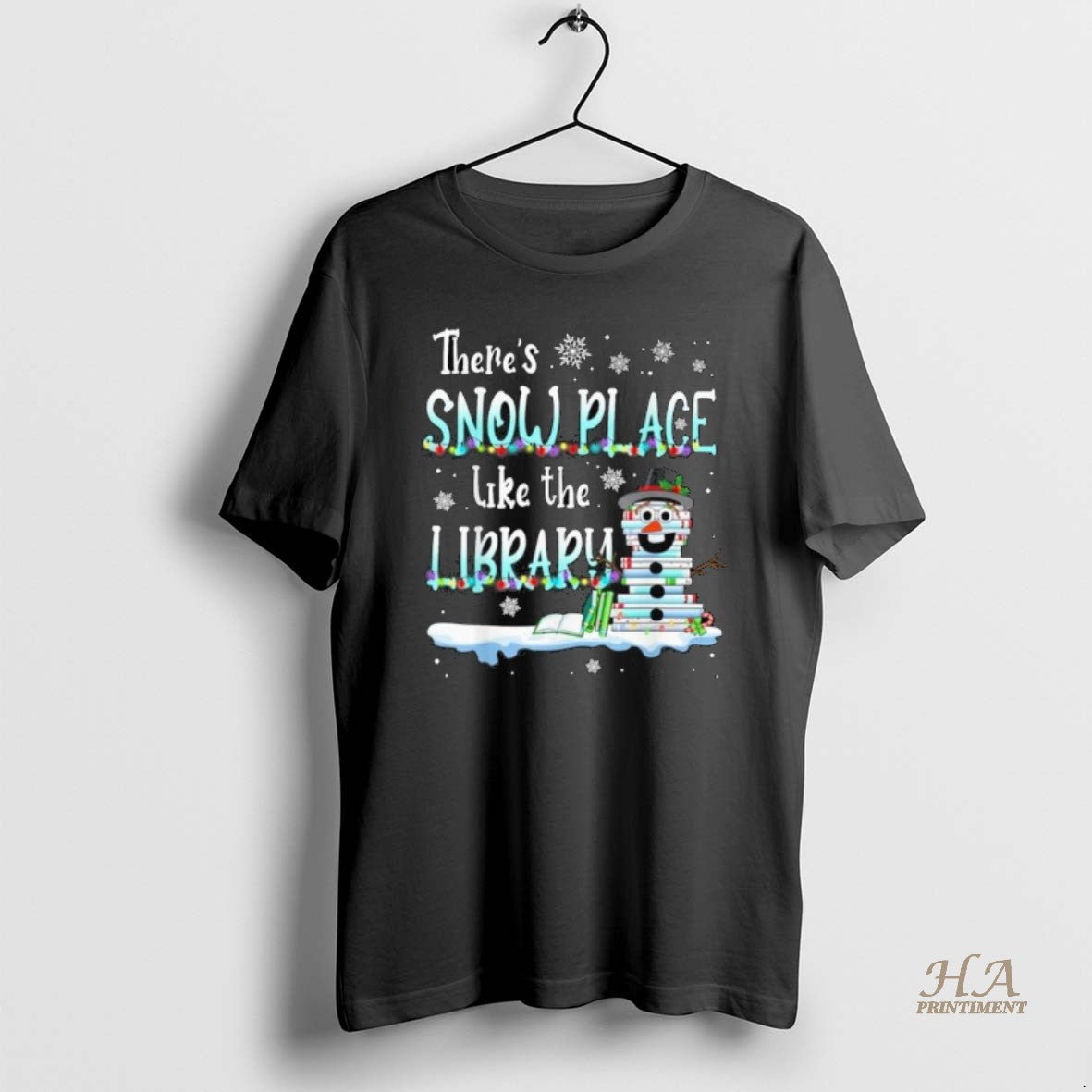 Official Snowman Theres Snow Place Library Merry Christmas Long Sleve Shirt Hoodie Sweatshirt | PurePodTees.com