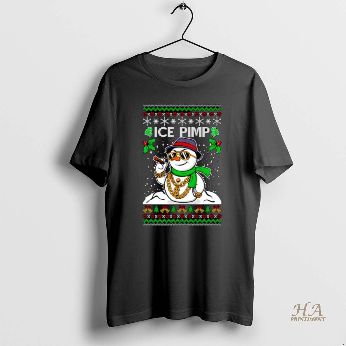 Official Snowman Ice Pimp Ugly Christmas Ornaments Shirt Hoodie Sweatshirt | PurePodTees.com