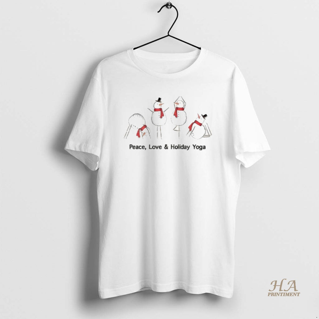 Official Snowmen Doing Yoga Peace Love And Holiday Yoga Merry Christmas Shirt Hoodie Sweatshirt | PurePodTees.com