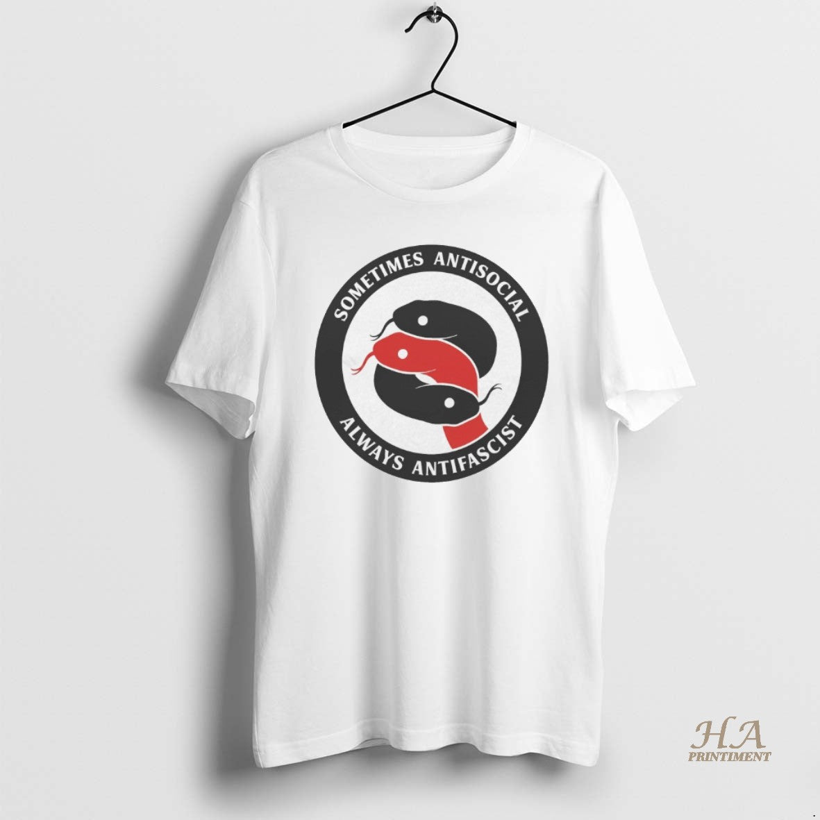 Official Sometimes Antisocial Always Antifascist Snakes Shirt Hoodie Sweatshirt | PurePodTees.com