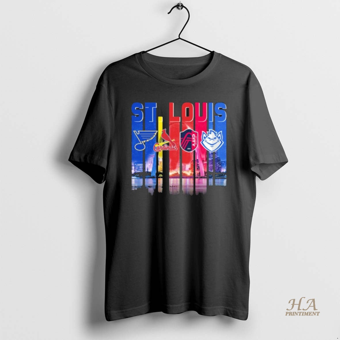 Official St Louis Sports Teams Logo 2025 Retro Skyline Shirt Hoodie Sweatshirt | PurePodTees.com