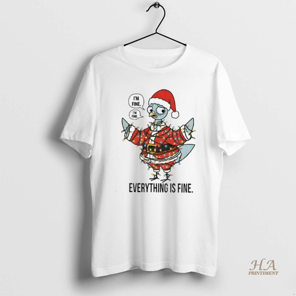 Official Teacher Pigeon Im Fine Im Fine Everything Is Fine Merry Christmas Shirt Hoodie Sweatshirt | PurePodTees.com