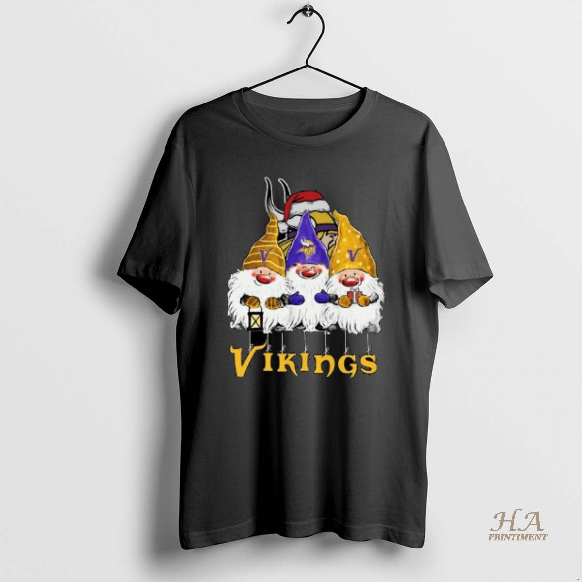 Official The Gnomes X Minnesota Vikings Merry Christmas 2025 Circle Black Shirt Hoodie Sweatshirt | PurePodTees.com