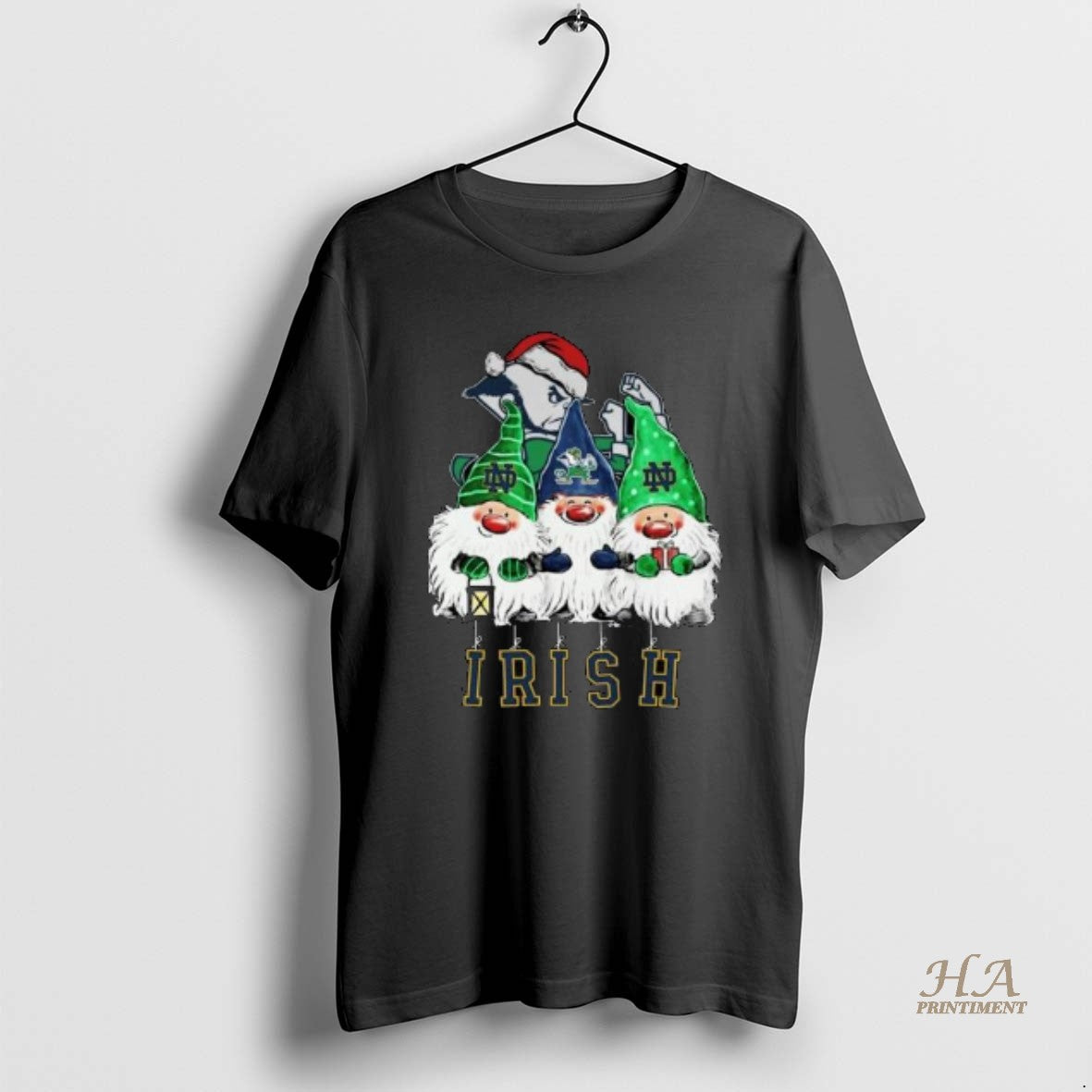 Official The Gnomes X Notre Dame Fighting Irish Merry Christmas 2025 Circle Black Shirt Hoodie Sweatshirt | PurePodTees.com