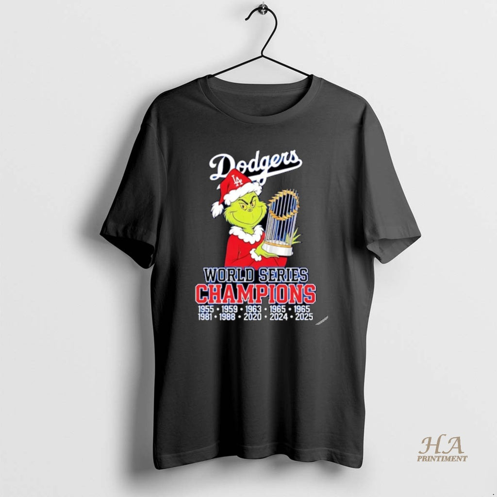 Official The Grinch Los Angeles Dodgers World Series Champions 2025 Christmas Christmas Shirt Hoodie Sweatshirt