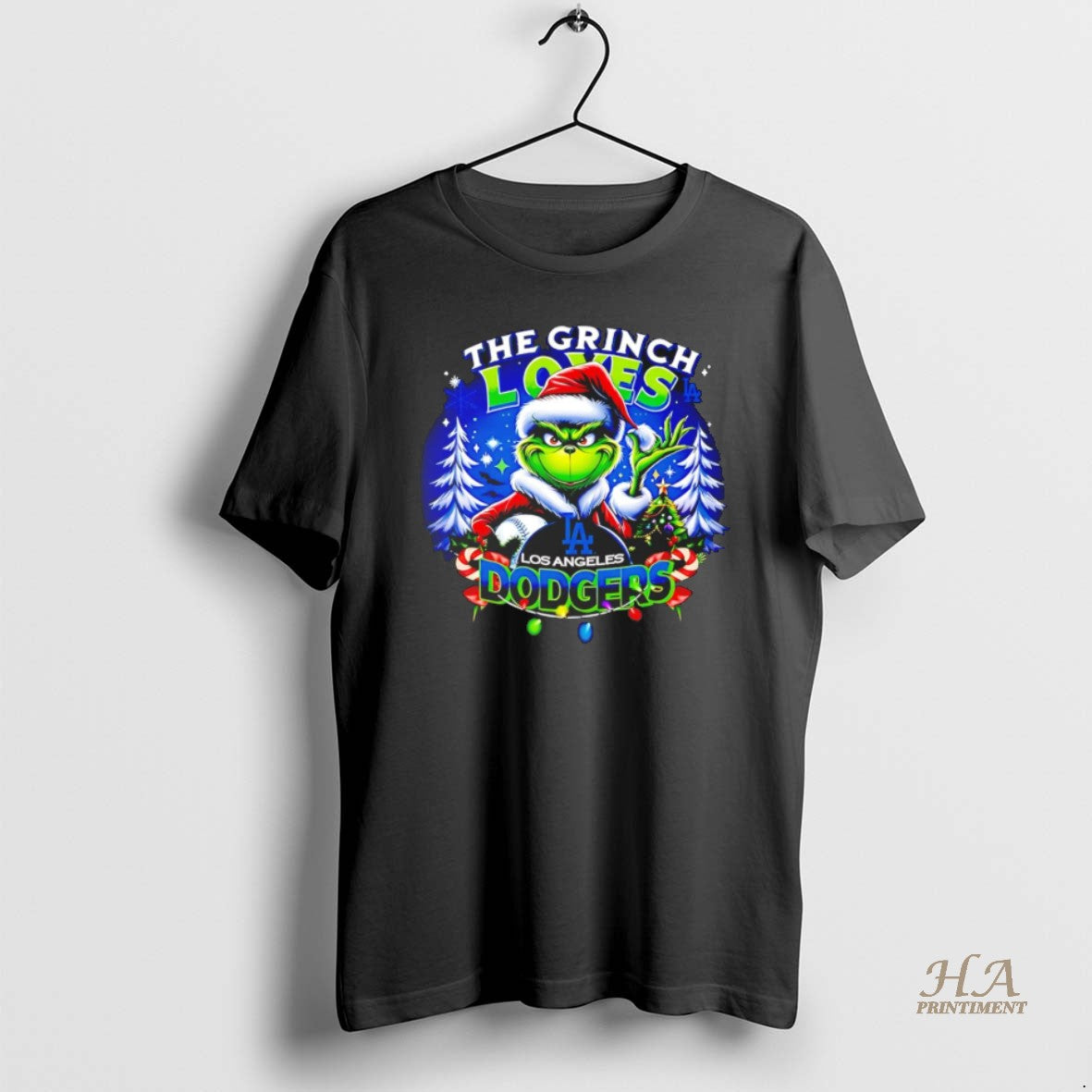 Official The Grinch Loves Los Angeles Dodgers Christmas Oraments Black Ornaments Shirt Hoodie Sweatshirt | PurePodTees.com