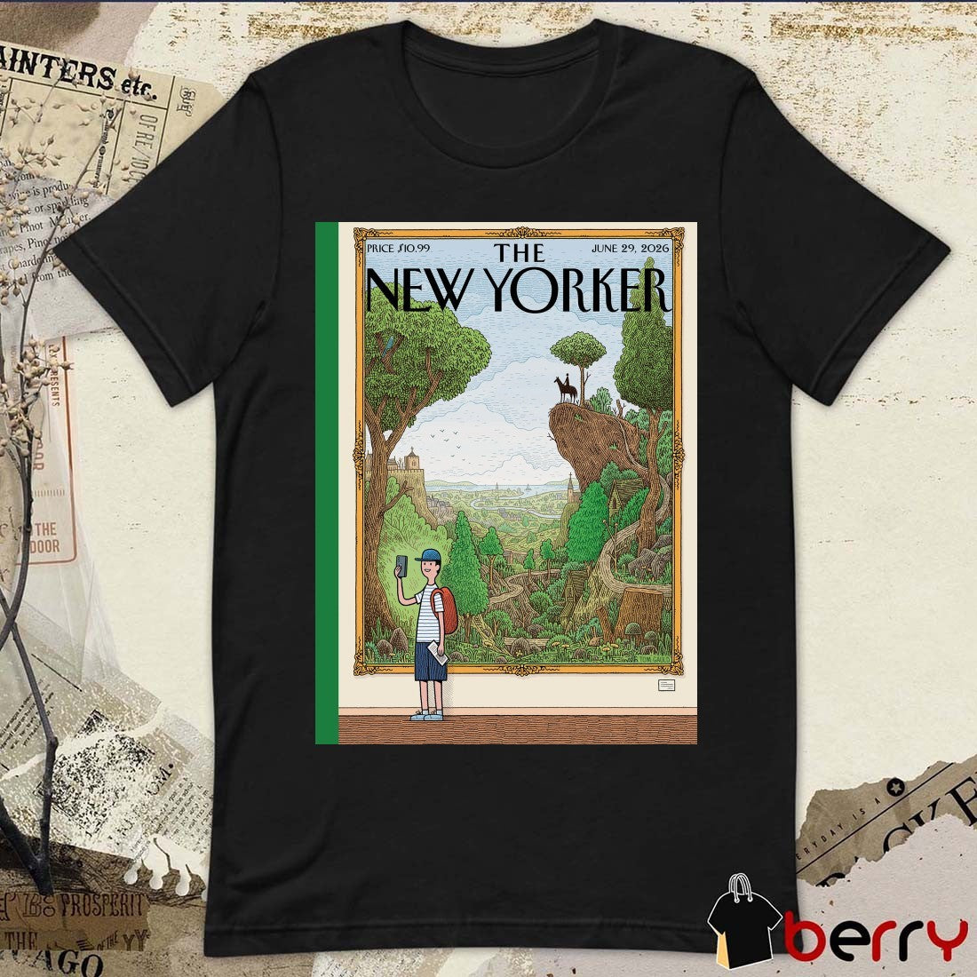 The New Yorker Tom Gauld’s June 29, 2026 Landscape Portrait Poster t-shirt