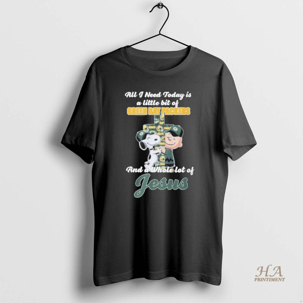 Official The Peanuts All I Need Today Is A Little Bit Of Green Bay Packers Shirt Hoodie Sweatshirt | PurePodTees.com