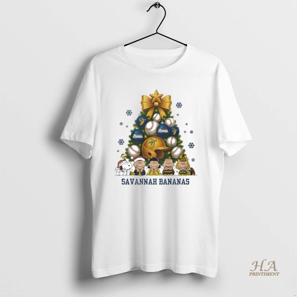 Official The Peanuts Savannah Bananas Baseball Christmas Tree Shirt Hoodie Sweatshirt | PurePodTees.com